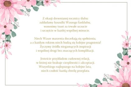 Życzenia na 5 rocznicę ślubu